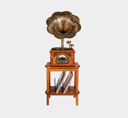 Mji Gramophone Classic Bronze Horn Turntable + Stand   Table